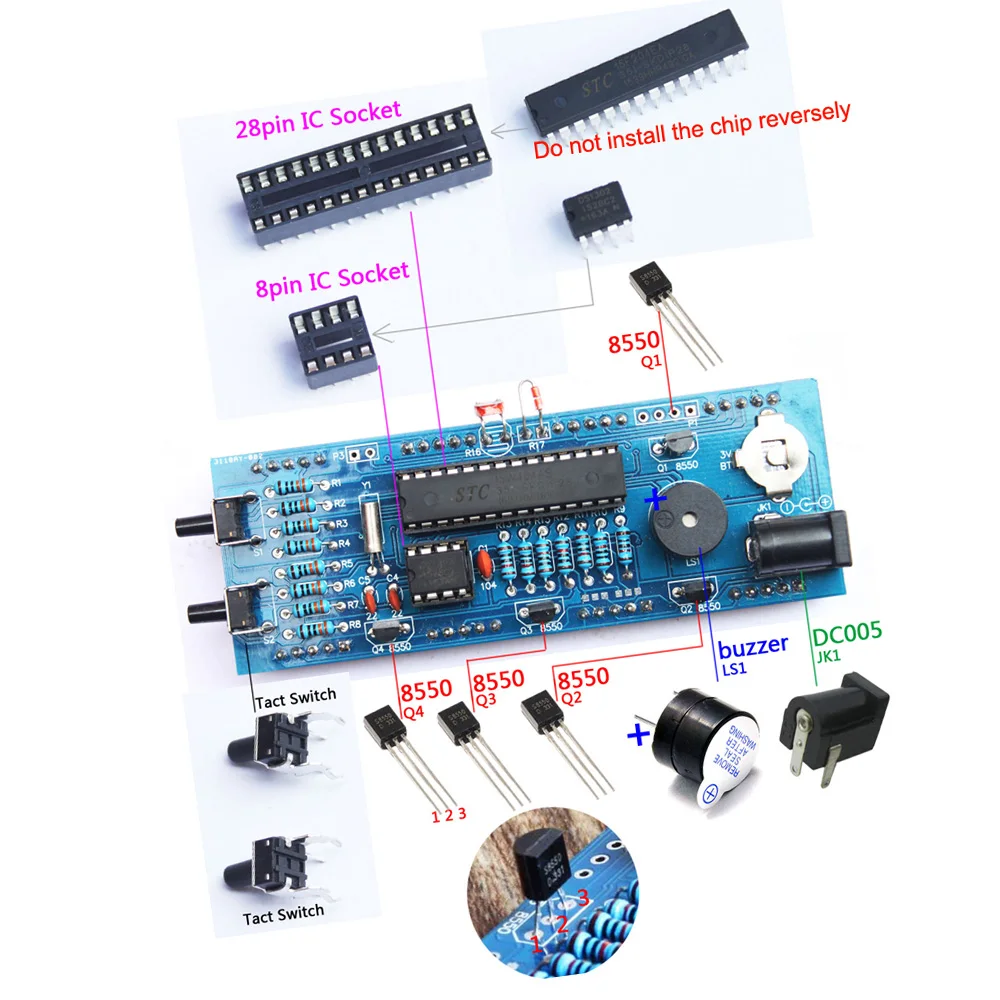 Kompaktowy 4-cyfrowy DIY cyfrowy zegar LED z regulacją temperatury wyświetlacz z przezroczystą obudową