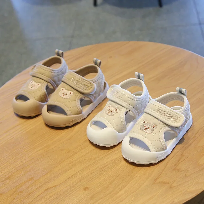 Sapato de toe fechado com sola macia antiderrapante infantil, baby sandals, meninos, meninas, infantil, crianças, criança, novo, verão