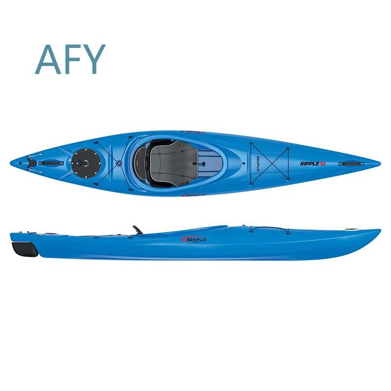 SEAFLO for HDPE 12ft Sitting Kayak for Day Travel Sea Kayak with Sparse Seat Integrated Steering Skeg Lightweight