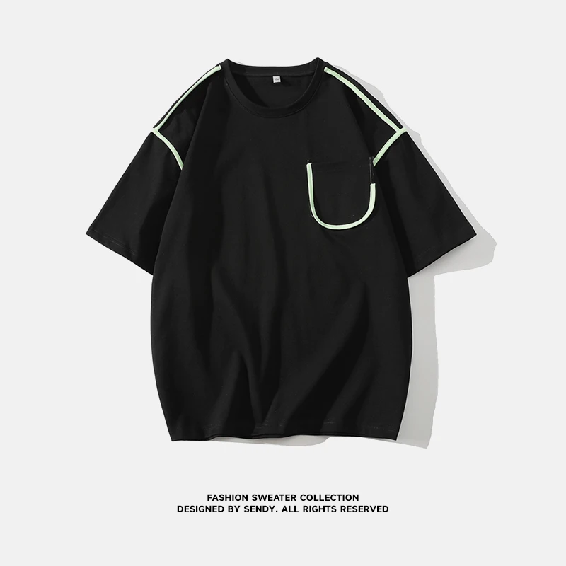 Japanese New Summer Men's Trendy Loose Clothing Hong Kong Style Student Short-sleeved T-shirt Five-point Sleeve T-shirt