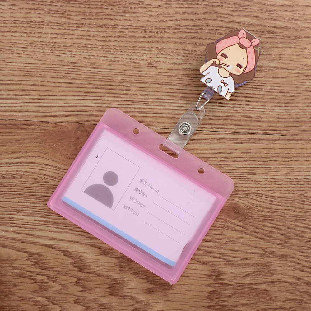 Cartoon Office Supplies Aluminum Badge Holder Clip ID Card Retractable Badge ID Badge Holder Name Card Holder Nurse Doctor