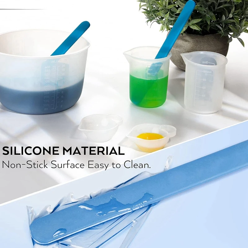 Large Silicone Resin Measuring Cups Tool Kit - Reusable 600Ml & 100Ml Measure Cup, Silicone Stir Sticks Pipettes, Durable