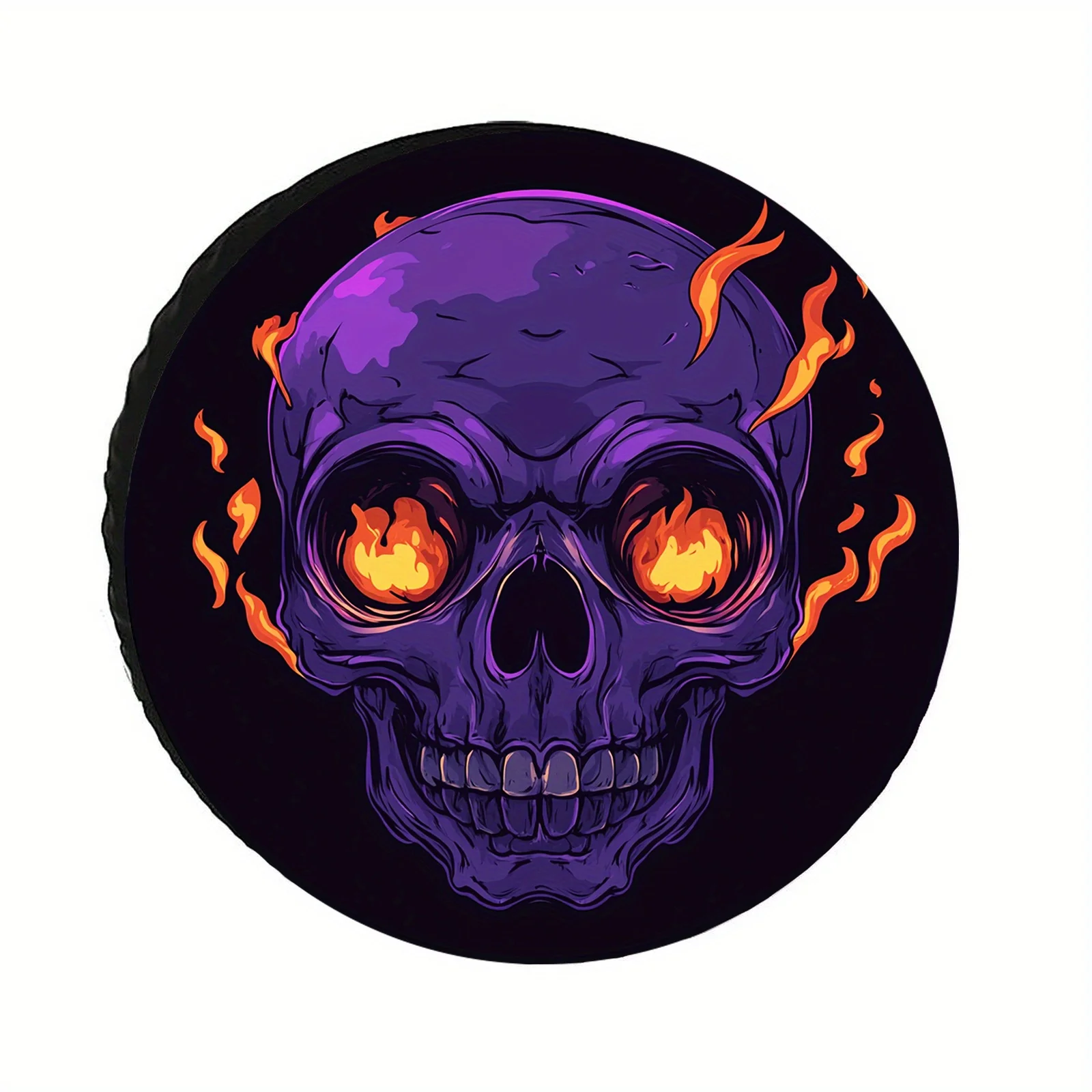 1 Purple Demon Skull Print Polyester Tire Cover, Universal Fit, Durable Polyester Fiber, Suitable For SUVs, Trucks, RVs, Travel