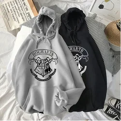 Fashion Hogwarts Printed Hoodies Women Sweatshirt Autumn Winter Long Sleeves Velvet Casual Loose Fleece Tops Oversized