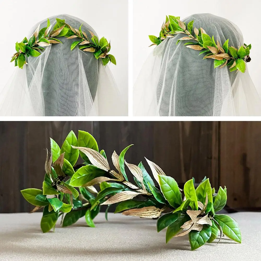 Unisex Cosplay Laurel Leaf King Headband Crown Greek Headband Fairy Forest Elf Halloween Circlet Party Elven Headpiece Wood H8P5