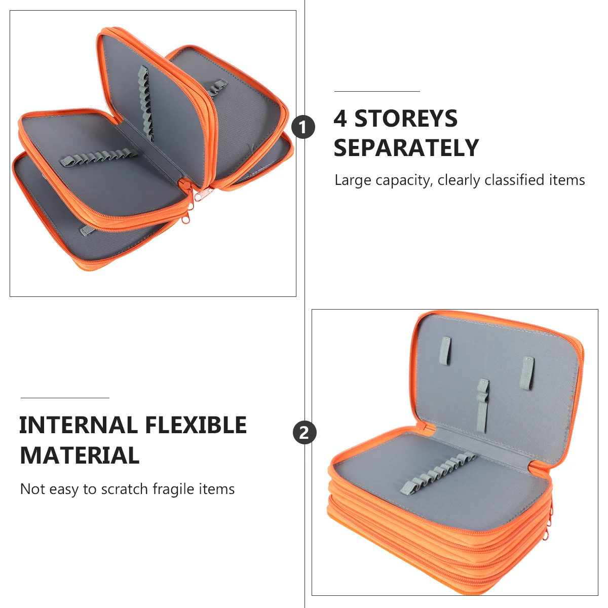 1pc Pencil Case 72 Slots Colored Pencil Organizer Stationery Box Large Capacity Oxford Cloth Zipper Smooth Handy For School