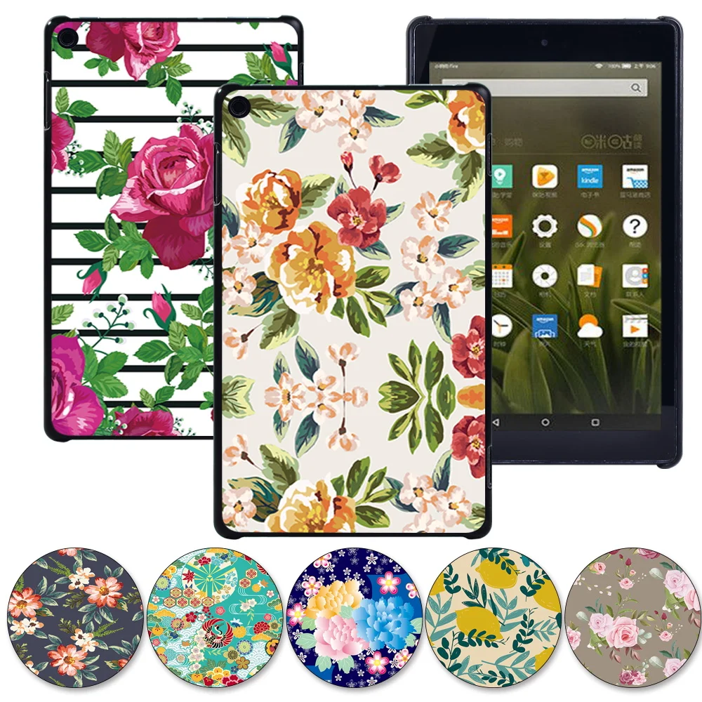 Funda serie Flower para tableta Fire HD 10 Plus 11th 2021 PU para Fire HD 8 Plus 10th/Fire 7 /Fire HD 8/Fire HD 10 funda protectora