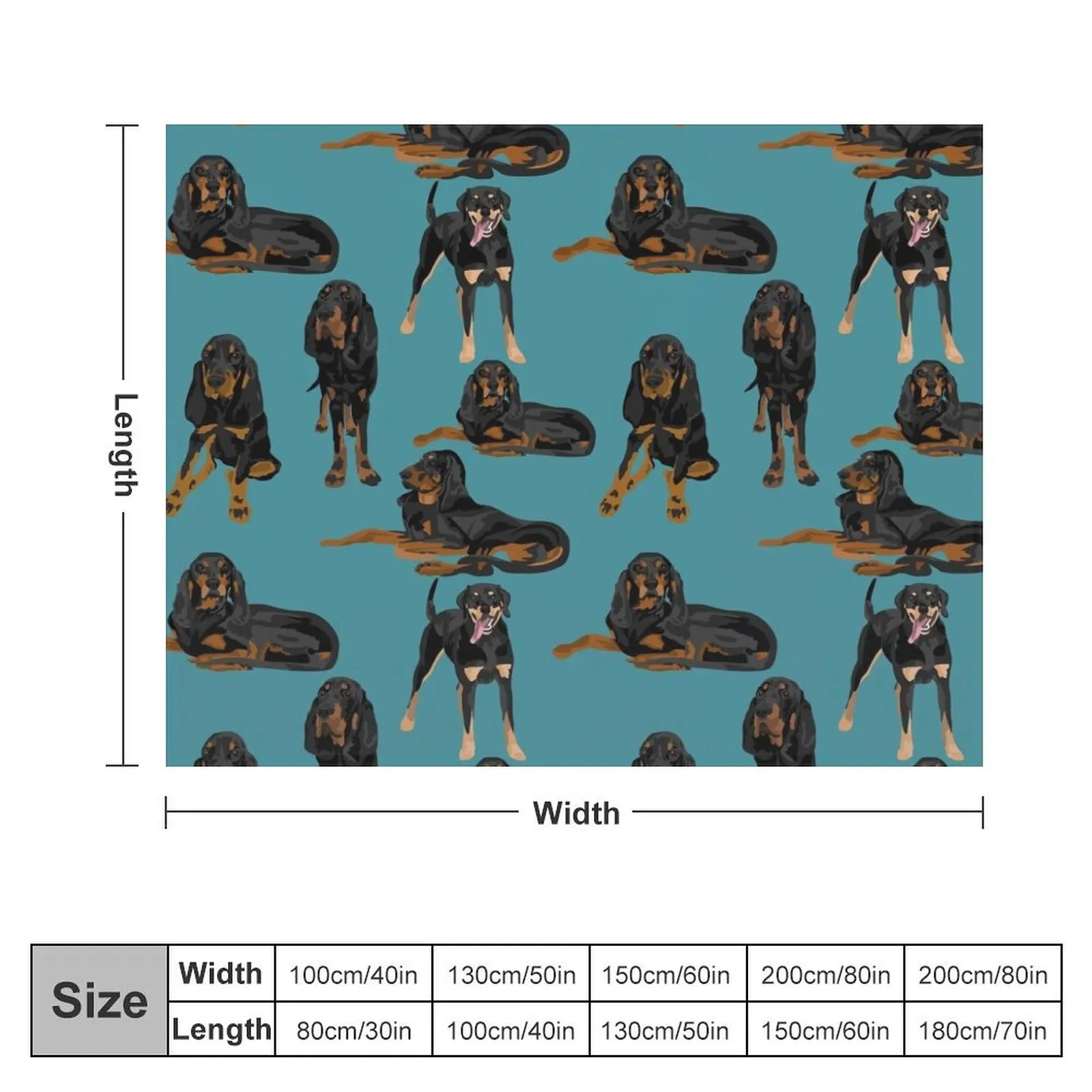 Black and Tan Coonhounds on Teal Throw Blanket Stuffeds Giant Sofa sofa bed Blankets