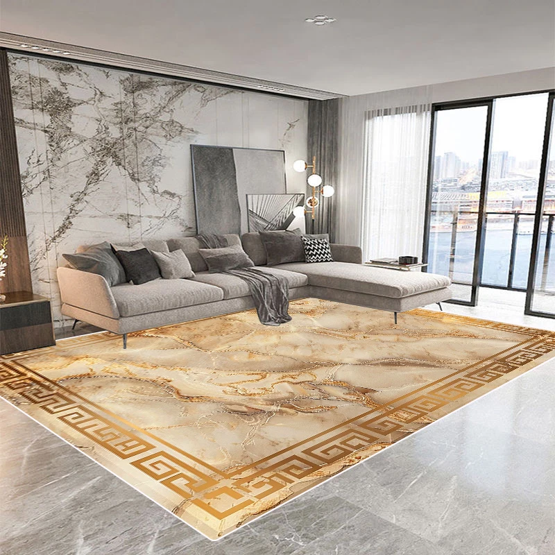 European Luxury Large Area Rug Living Room Marble Abstract Carpet Washable Bedroom Decoration Cloakroom Mats Non-slip Lounge Rug