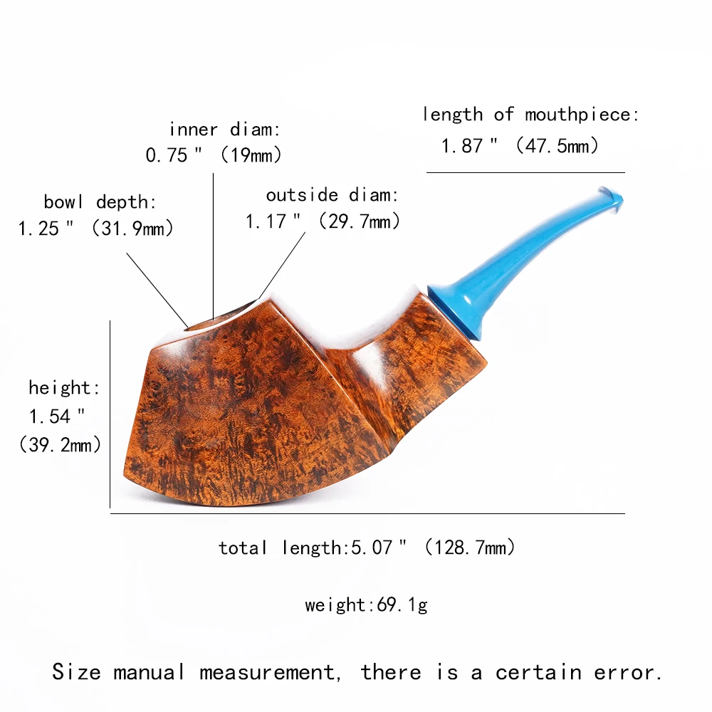 MUXIANG Handmade Heather Wood Tobacco Pipe Vulcanized Rubber Pipe Handle Freestyle Rubik's Cube Pipe Father's Day Christmas Gift