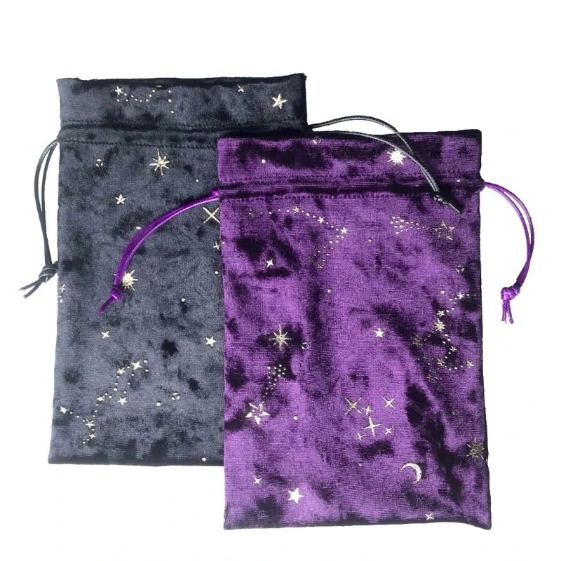 Mini Jewelry Tarot Storage Bag Printing Drawstring Pouch Bag Rune Divinations Tarot Bag Flannelette Game Card Stored Bag