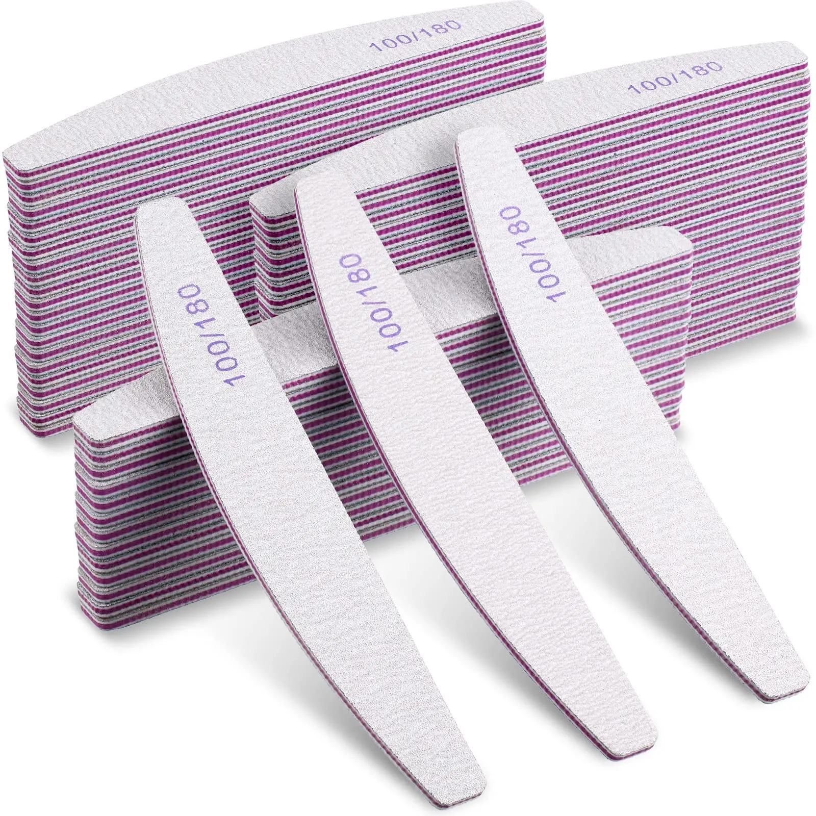 1/50Pcs Nail File Sanding 100/180 Polishing Buffer Block UV Gel Nail Polisher Manicure Pedicure Tools Nail Care Tools Grey Boat