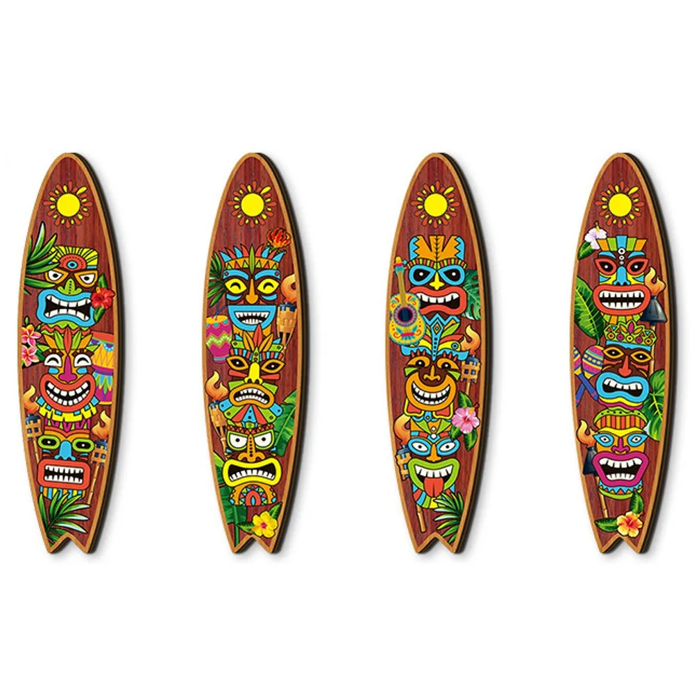 

Ocean Theme Wooden Surfboard Wall Ornaments Retro Hawaiian Style Surfboard Hanging Sign Beach Funny Ocean Surfboard Decor