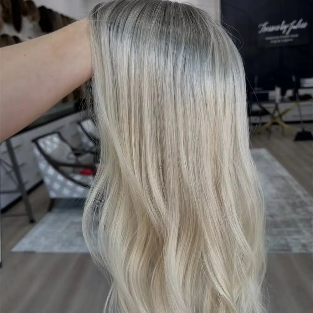 13x4 Ombre Creamy Blonde Synthetic HD Lace Front Wig with Roots Party Daily Cosplay Heat Resistant Fiber Wig Short Wave Bob 14''