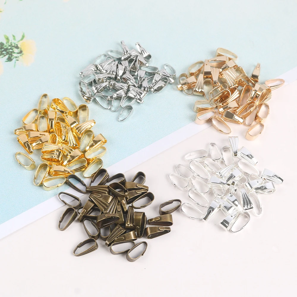 

100Pcs 7 9 10mm Pendant Clasps Bail Clasps Care Buckle Necklace Pendant Connector For Jewelry Making DIY Necklace Accessory Supp