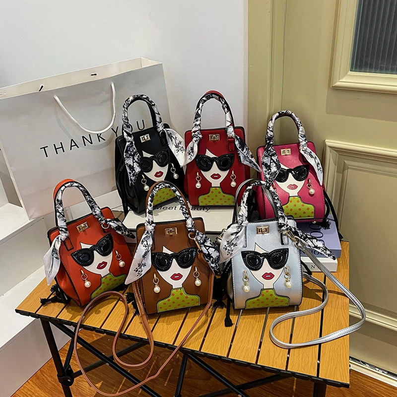 2023 Luxury Brand Hand Bags for Women High Quality PU Shoulder Bag Fashion Glasses Beauty Crossbody Bag Cute Purses and Handbags