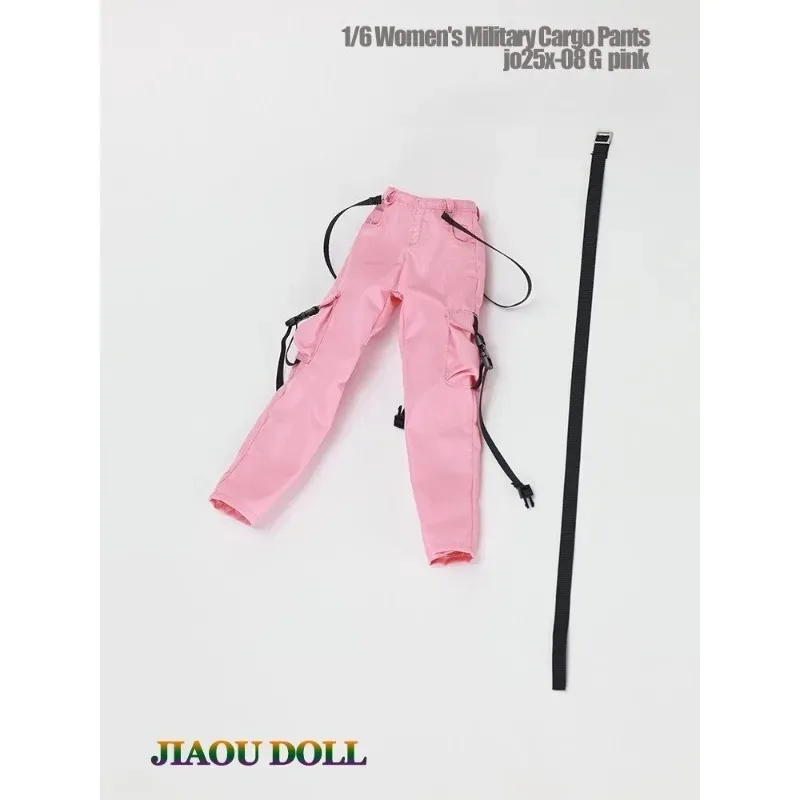 1/6 Scale Trendy Female Soldier Fashion T-shirt Pants with Belt Clothes Model for 12'' Action Figures Body Doll