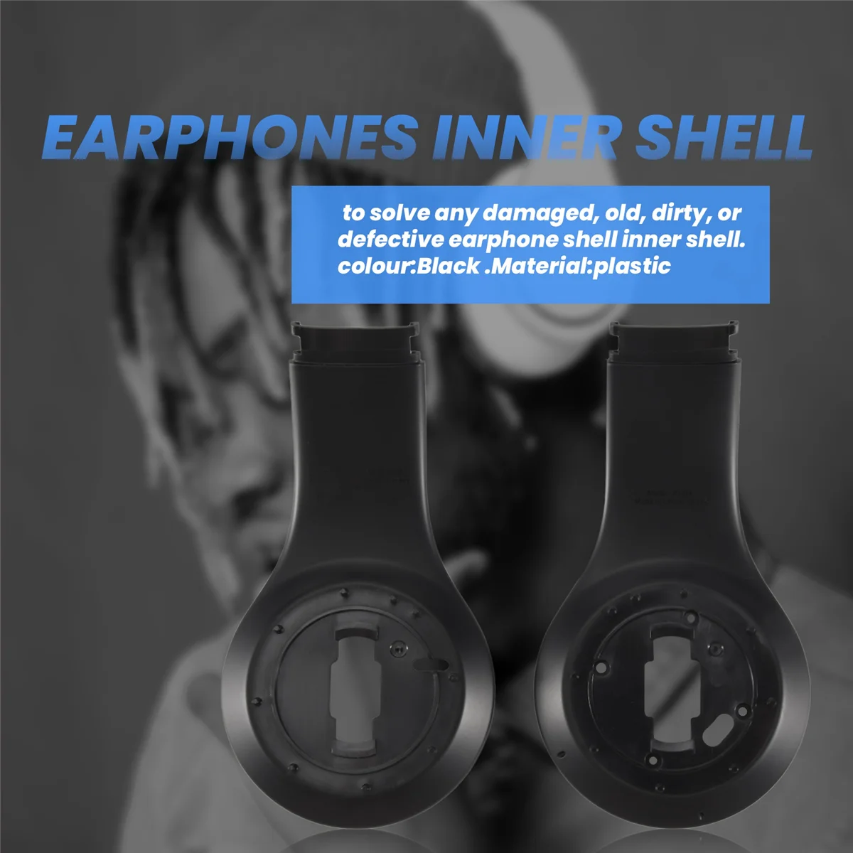 

New Tech 1 Pair Earphone Inner Shell Replacement for Studio 3.0 Wireless Headphones Repair Parts Black