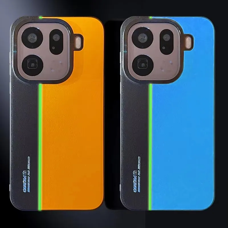 

Night Lightning Fluorescent Line Two-pigment Leather Case For OPPO Find X9 Pro x9 X8 Ultra X8s + X7 X6 Reno14 Lens Protect Cover