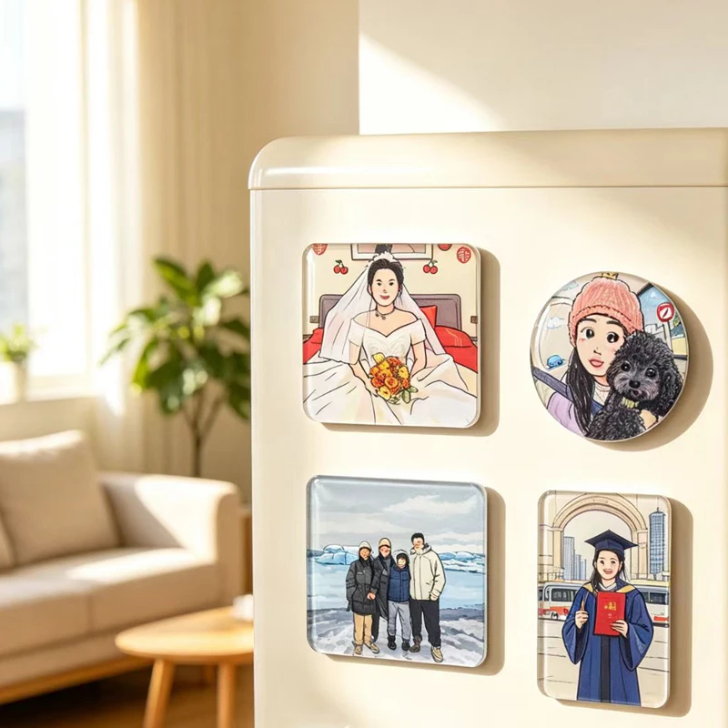 Quick Easy DIY Fridge Magnet Kit Self Adhesive Acrylic Blanks Pre-Cut Magnet Stick Photo for Custom Beginner Friendly Craft Set