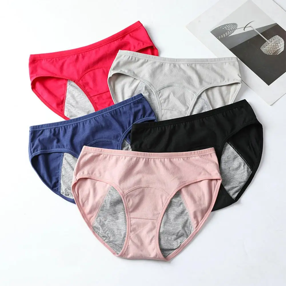 Women Menstrual Panties Low Waist Anti-leak Soft Breathable Abdomen Shaping Underwear Elastic Moisture-wicking Lady Briefs