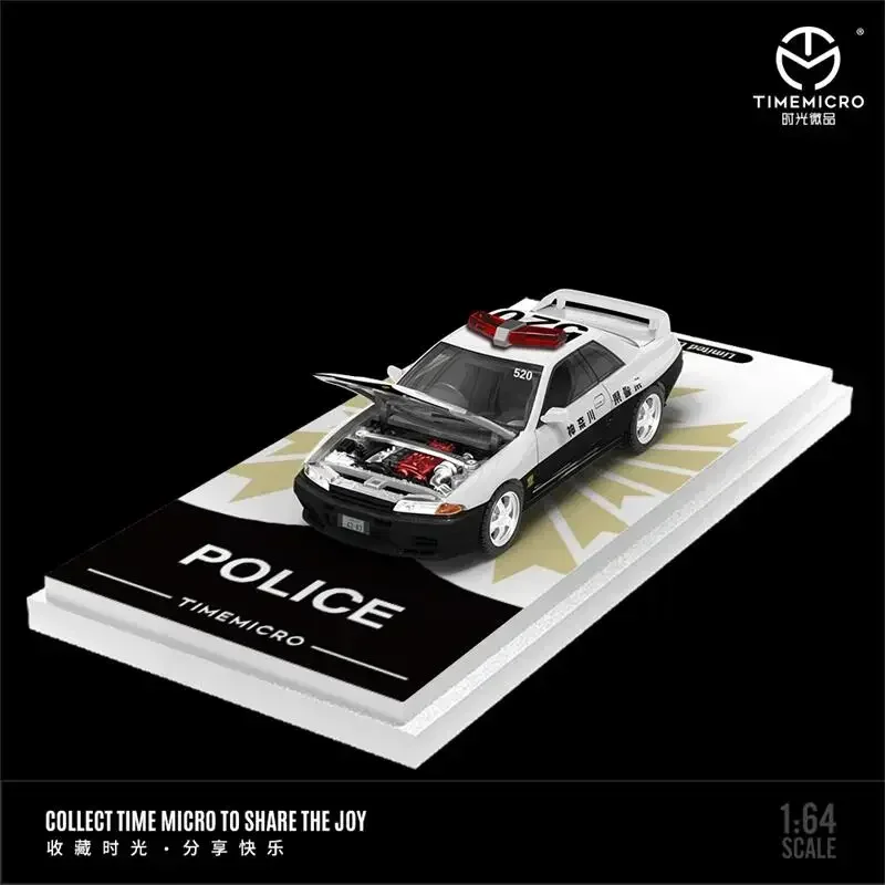 Time Micro 1/64 R32 Police Opening Hood Simulation/EVO 9 LANCER EVOLUTION Silver Alloy Vehicle Collectible Car Model