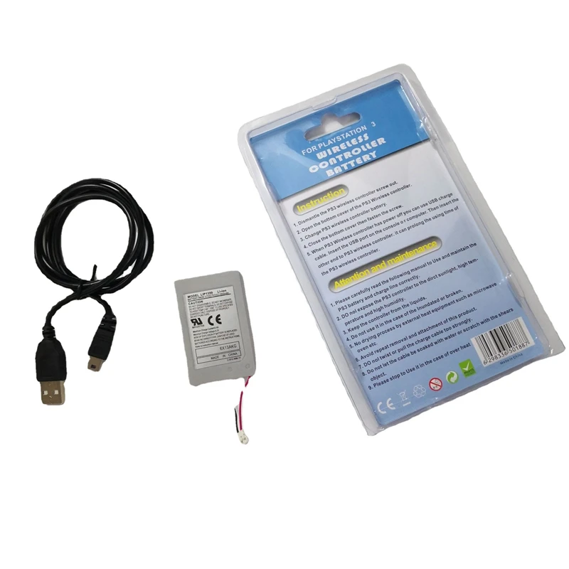 1800mAh LIP1359 Rechargeable Battery Pack+USB Cable for Sony Playstation 3 PS3 Dualshock 3 Wireless Controller CECHZC2E CECHZC2U