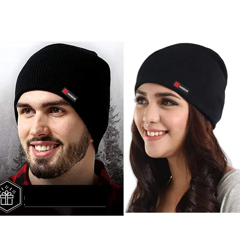 Skullies Beanies Männer Winter Hut Frauen Gestrickte Hüte Für Männer Kappe Winter Beanie Hut Gorro Dicke Warme Brimless Pelz Motorhaube Männer der Kappe – Detail 1