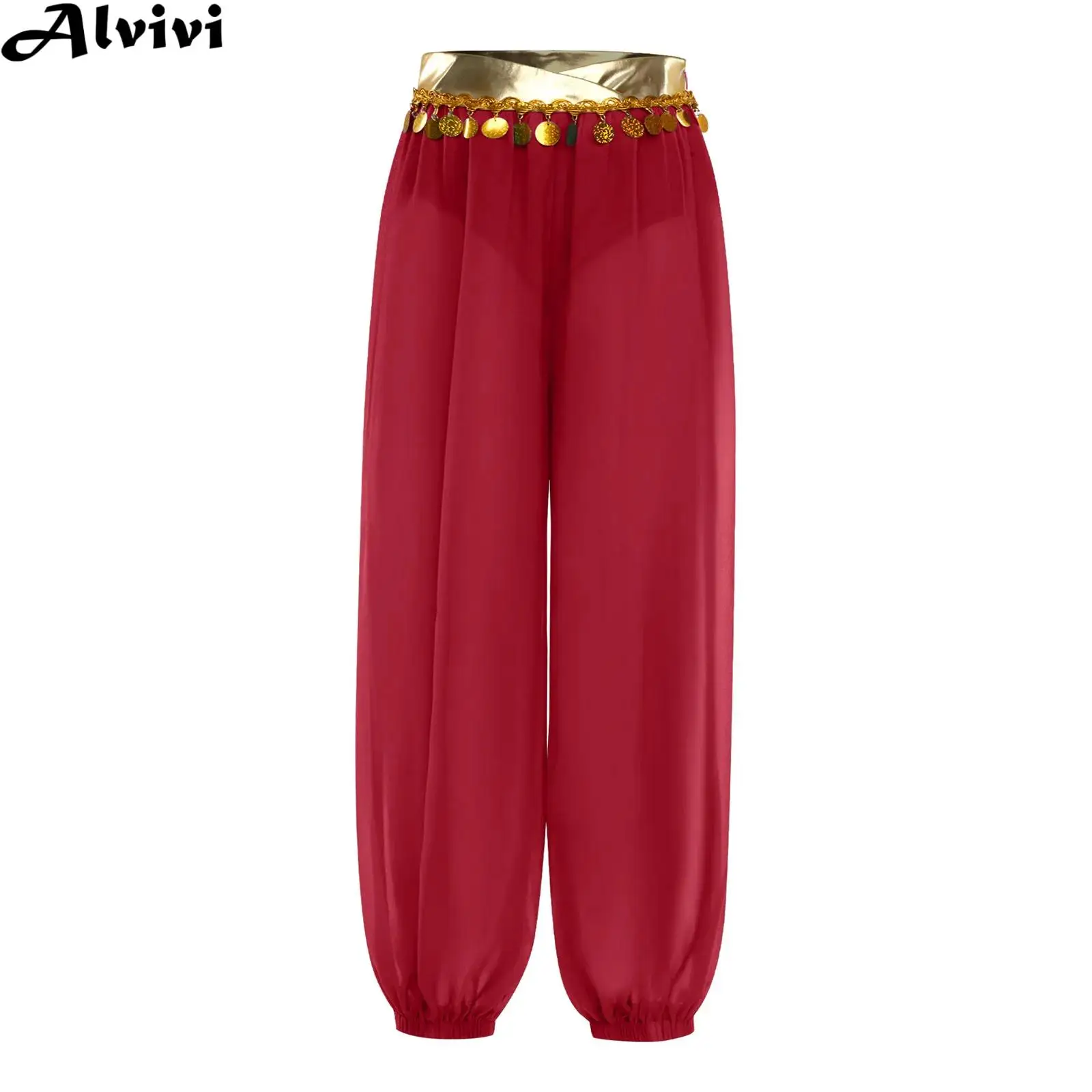 

Kids Girls Shiny Sequin Tassels Mesh Belly Dance Pants Built-In Briefs Halloween Carnival Party Arab Princess Cosplay Costume
