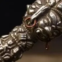 6-дюймовый тибетский народный старинный амулет Тиантэ из киновари с головой Будды Макакалы, Ваджра Пхурба, для защиты дома и изгнания зла