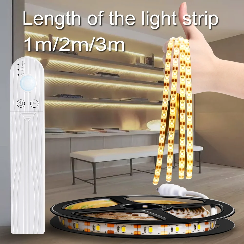 5V Motion Sensor Night Light Led Lamp Tape Waterproof Kitchen Wardrobe Light Strip Stairs Cabinet Striscia Led Batteria Fita