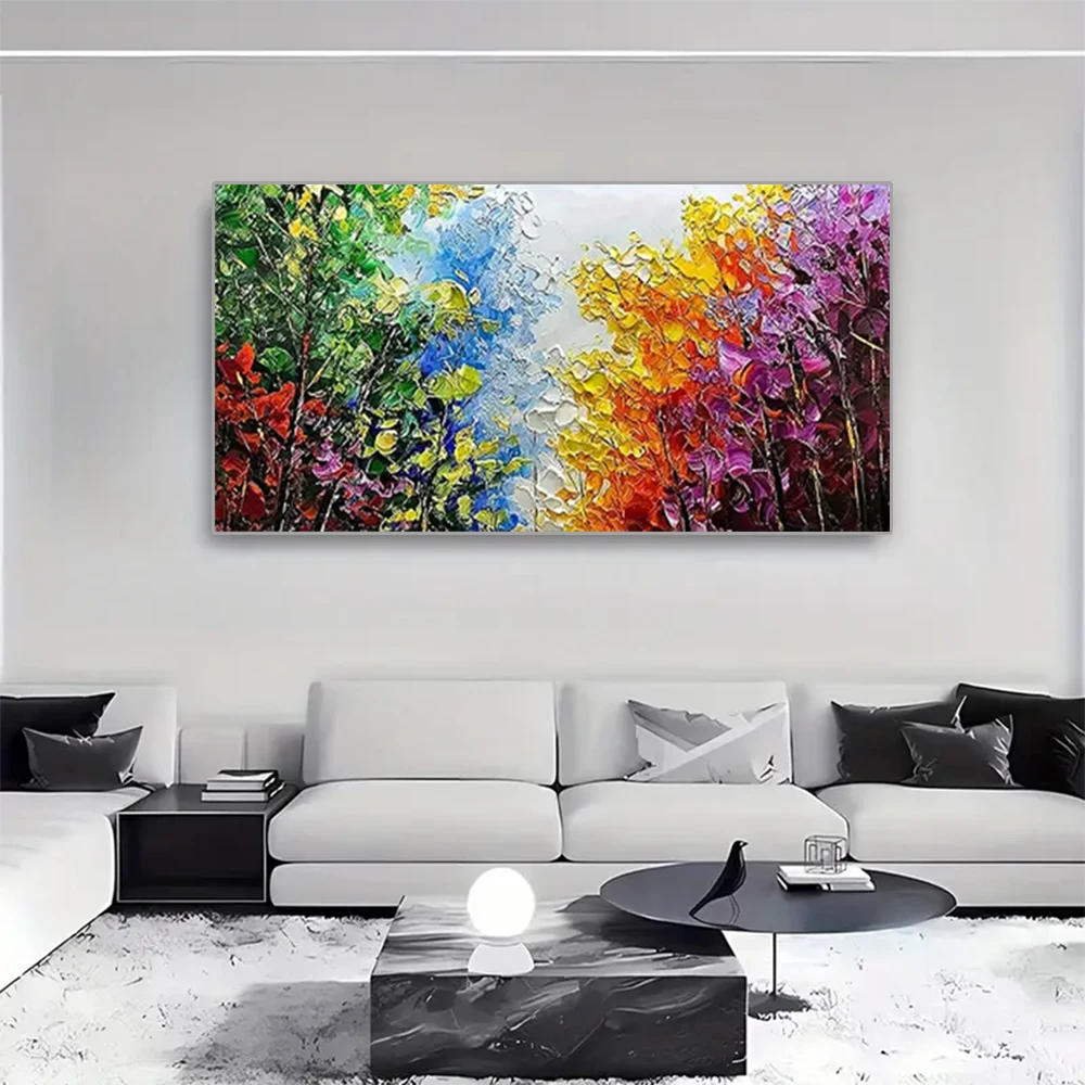 

100% Hand-Painted Abstract Trees Oil Painting Landscape Mural Modern Canvas Poster Flower Picture Decor Living Room Wall Art