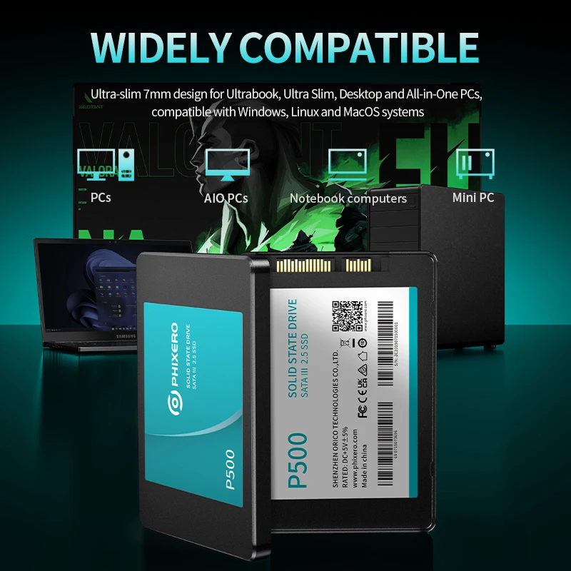 PHIXERO SATA III SSD HDD 2.5인치 내장형 솔리드 스테이트 드라이브 3D NAND 128GB 256GB 512GB 1TB 2TB 4TB PC 노트북 데스크탑 업그레이드용