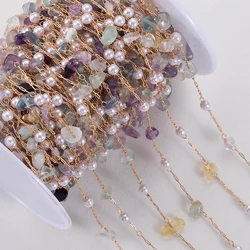 1meter Crystal Gravel Synthetic Pearl Chain Golden Stainless Steel Chain for jewelry Making DIY Women Fashion Necklace Bracelets