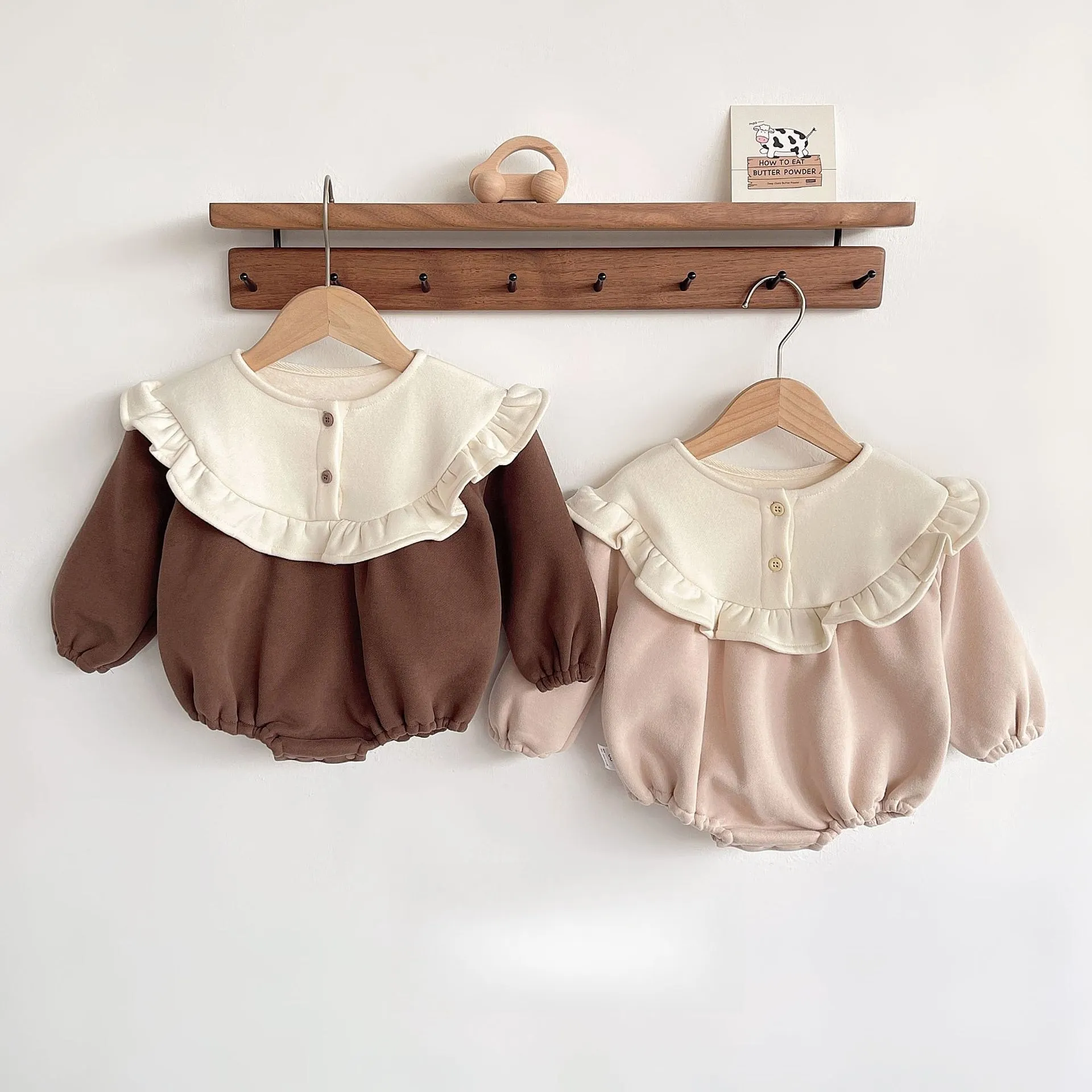 

children's autumn and winter cute and soft lace button-down crawling suit,cotton one-piece suit