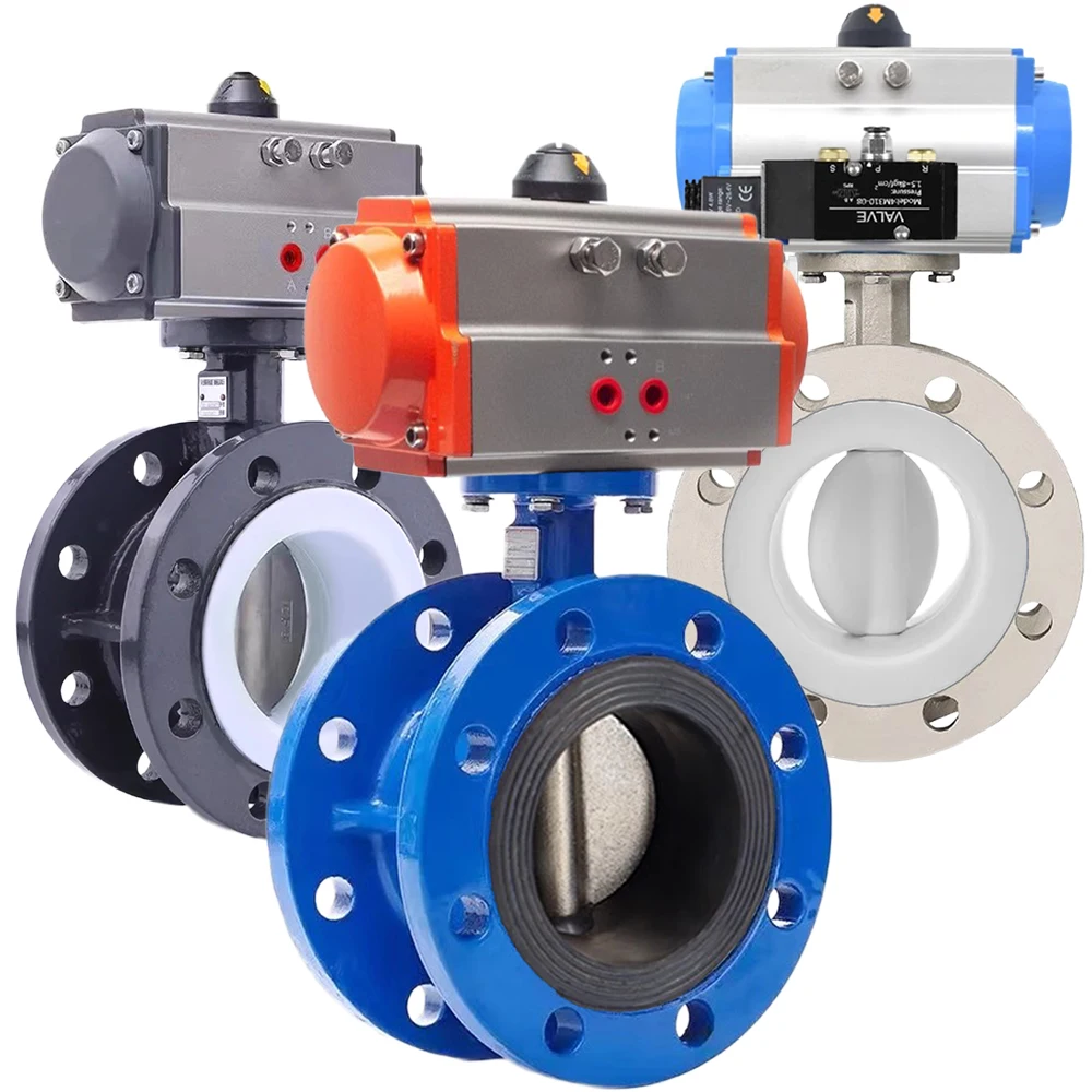 SONGO DN300 12 Inch Big Size EPDM PTFE Rubber Soft Sealing Casting Iron Flange Connected butterfly Valve with Air Actuator