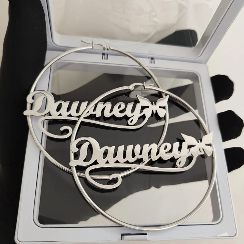 

Customized Name Earrings Personalized Earrings Exaggerated Large Earrings 60mm Unique Gift for Her