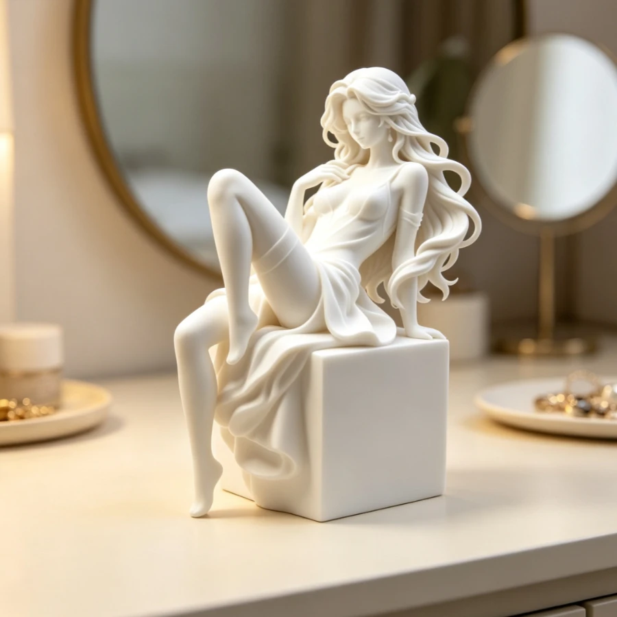 Graceful Relaxed‑Pose Female Sculpture PLA 3DPrinted Art Figurine Minimalist Aesthetic Tabletop Ornament Decor for Bedroom Gift