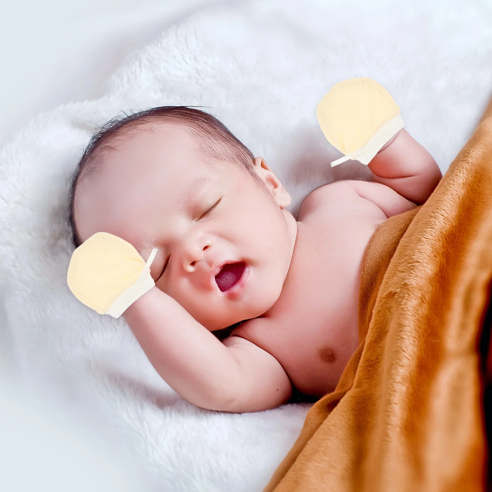 

2Pairs Baby Mittens Anti-Scratch Cotton Infant Gloves Protective Scratch Proof Soft Comfortable Newborn Baby Accessory