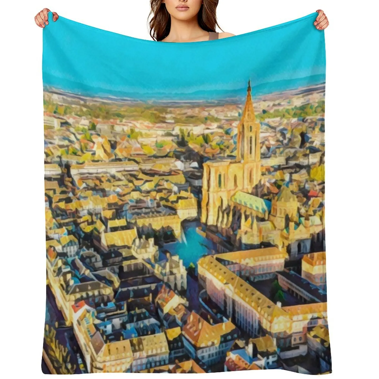 

Strasbourg France Throw Blanket Thermals For Travel Heavy Plaid on the sofa cosplay anime Blankets