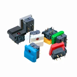 5pcs Square Switch PB86-B1 Large Cap with Red LED 6Pins Momentary SPDT Push Button Switch For Stage Control Equipment