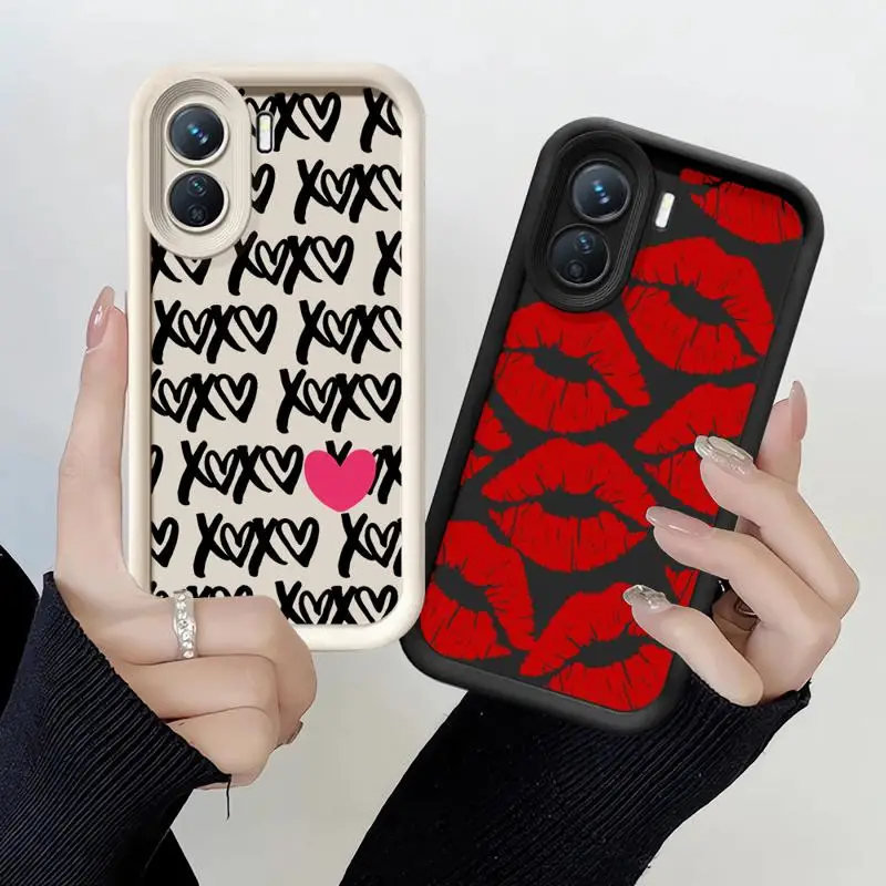 Gothic Style Lip Case For Xiaomi Mi Poco X 3 NFC X5 Mi 11 10 Redmi Redmi Note 12 5G 9S 9 10 Plus Phone Cover