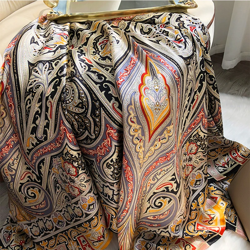 Spring Scarf Women\'s Luxury Design Scarf Silk Smooth Scarf Soft Muslim Headband Shawl Beach 85x180cm