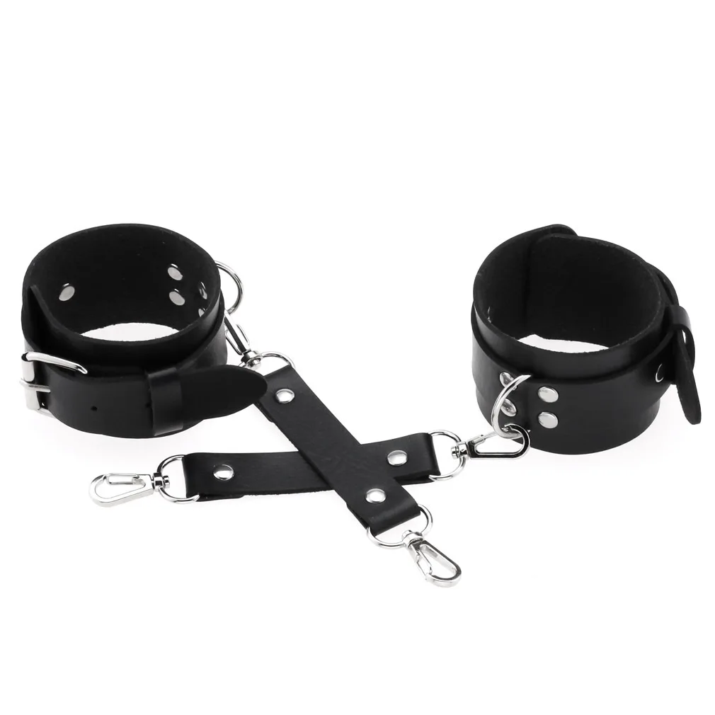 2PCS/Set Emo Sexy Matching Bracelets For Women Black Goth Punk Harajuku PU Leather Cuff Bracelets Bondage Cosplay Gothic Jewelry