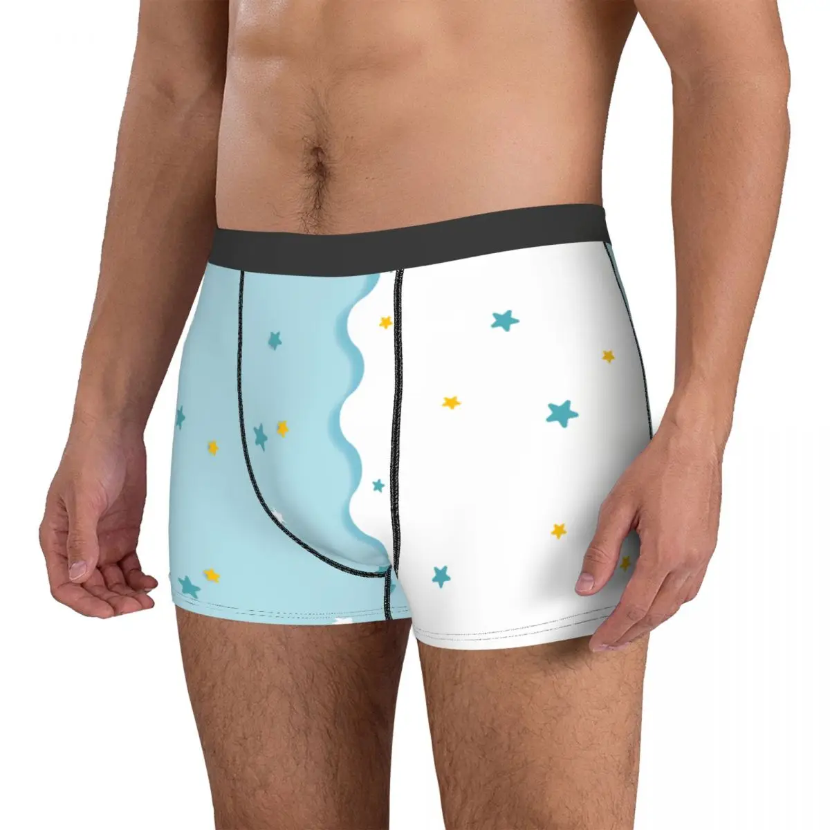 Sky Blue Ijs Ster Mannen Boxer Slips Patroon Textuur Schilderen Zeer Ademend Ondergoed Print Shorts Verjaardagscadeautjes