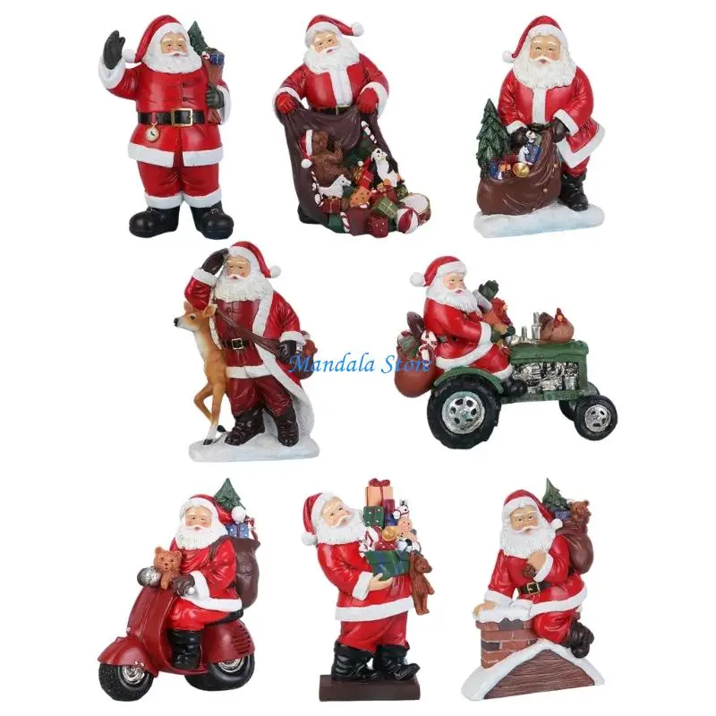 

U2JC Santa Clauses Statues Ornament Christmas Santa Clauses Figurines Home Decors