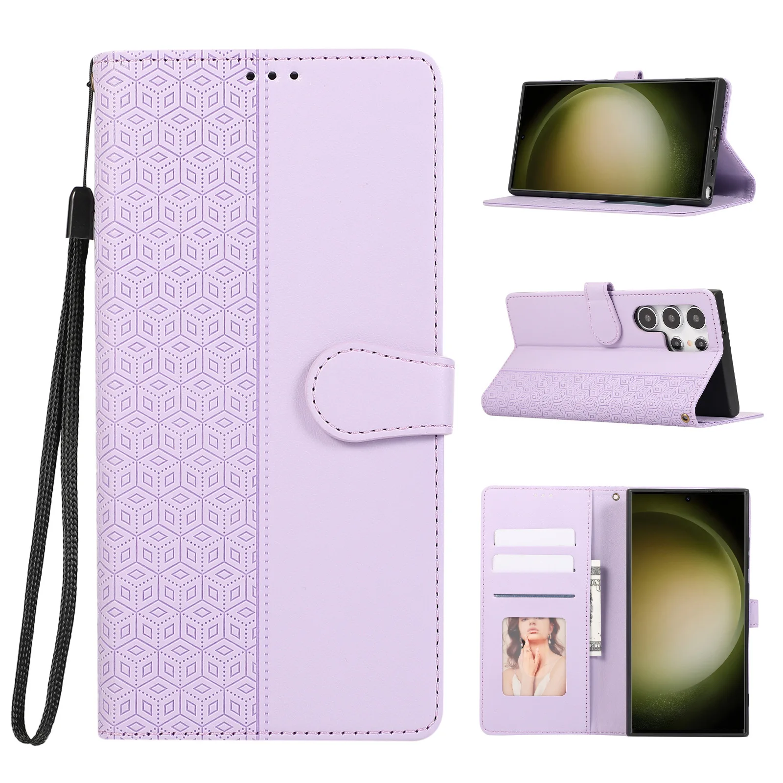 Magnetyczne etui z klapką i klipsem do Vivo V50 V40 Lite V40E V30 V30E V29 Pro V25 V25E, skórzane, z 3 przegródkami na karty, odporne na wstrząsy, z paskiem na nadgarstek i tylną osłoną.