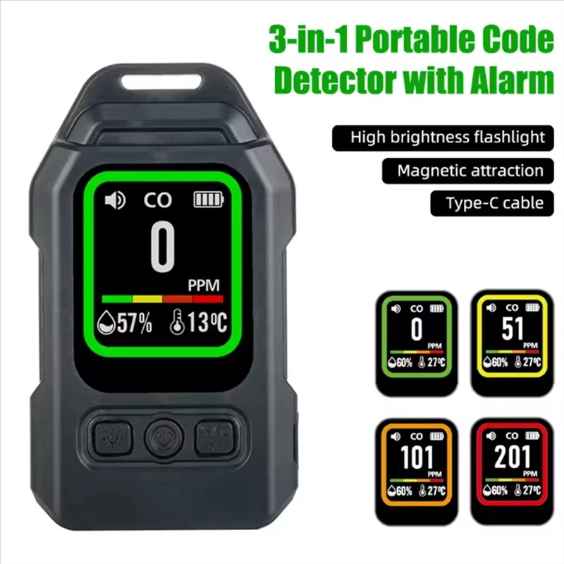 

SB-9617 Детектор температуры и влажности угарного газа 4в1 0-1000ppm CO Сигнализация Магнитный кухонный монитор накопления газа