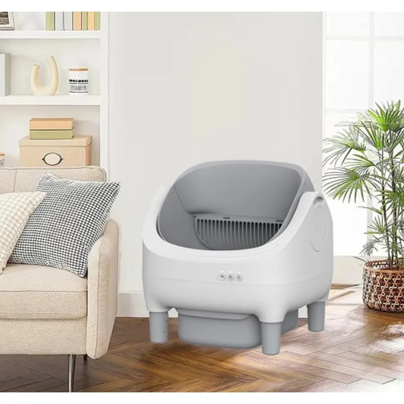 Totally Closed Automatic Cat Litter Box Self Cleaning Easy Clean Odor Free Waste Disposal APP Control Eco-Friendly 68L Trash