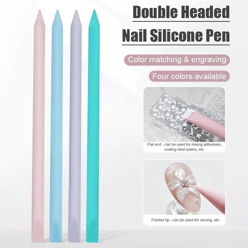 

Nail Art Double-head Silicone Pen, Smudge, Powder, Point Drill Multi-purpose Silicone Pen DIY Nail Tool For Resin Silicone Brush